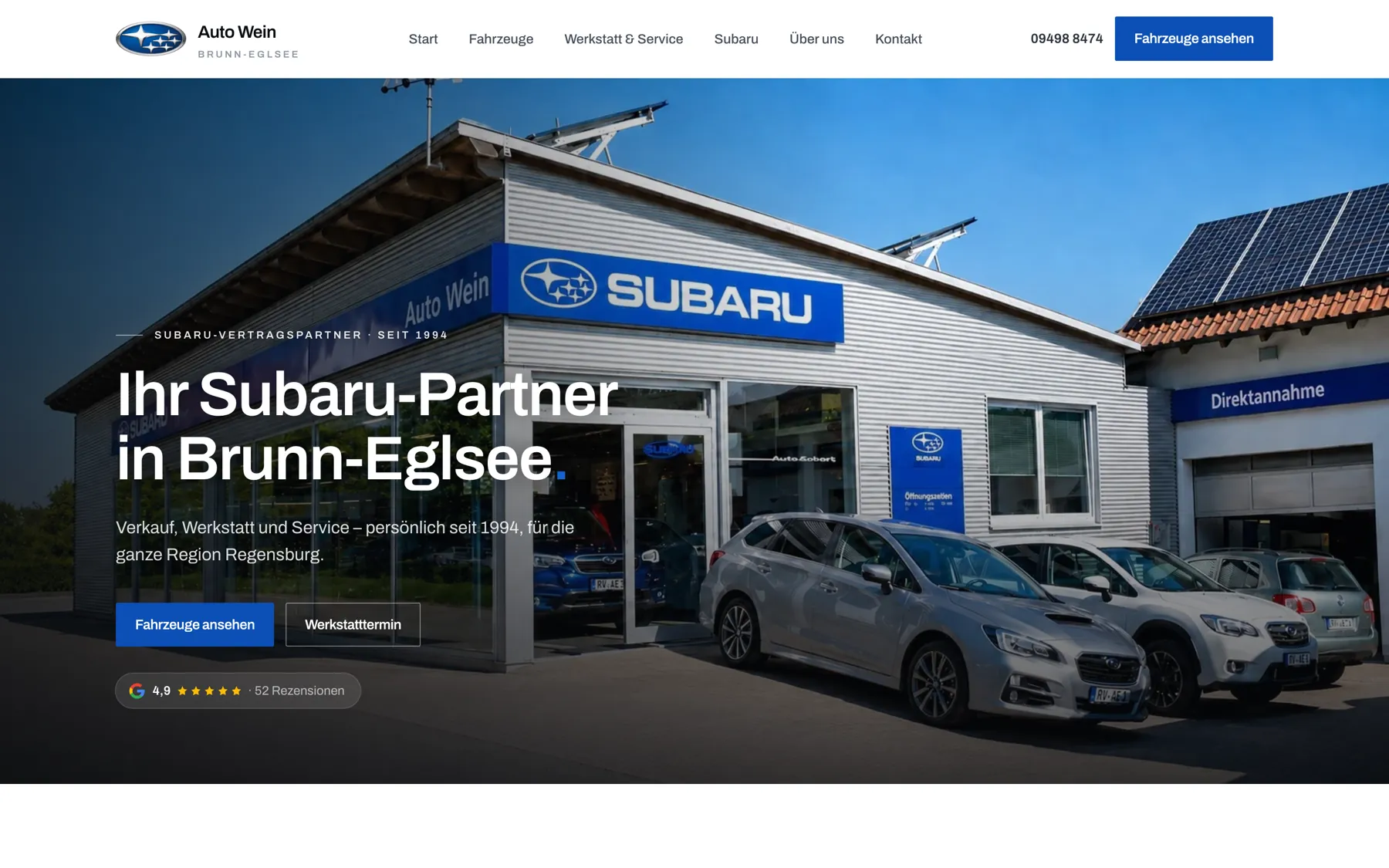 Website von Auto Wein
